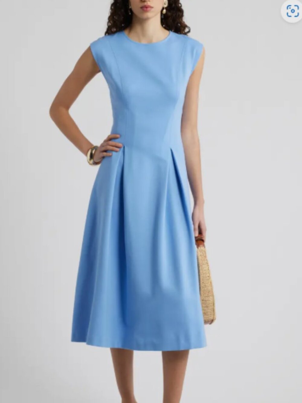 Nordstrom Pleated Cap Sleeve Ponte Dress Blue Cornflower – Medium – Fit & Flare